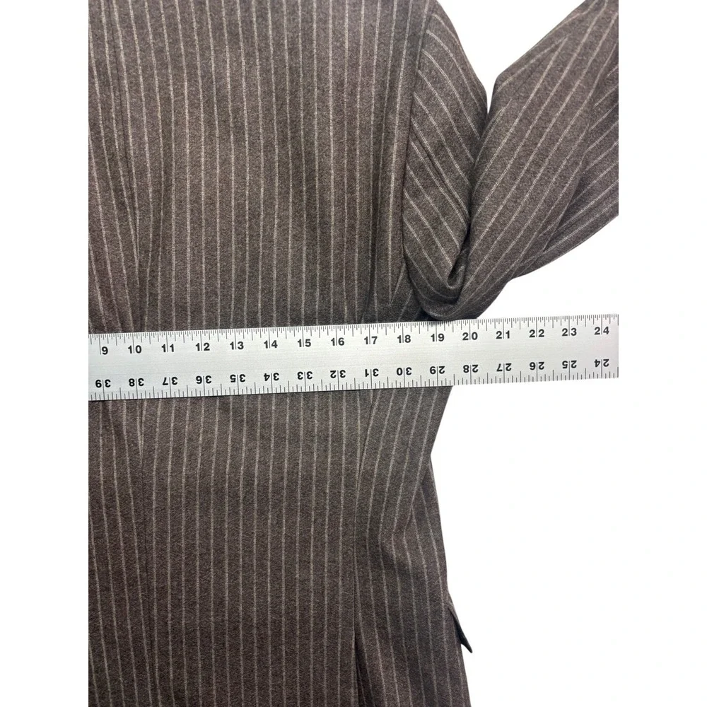 Hugo Boss 36R Brown Chalk Stripe Flannel Wool Cashmere Blazer Jacket Sport Coat